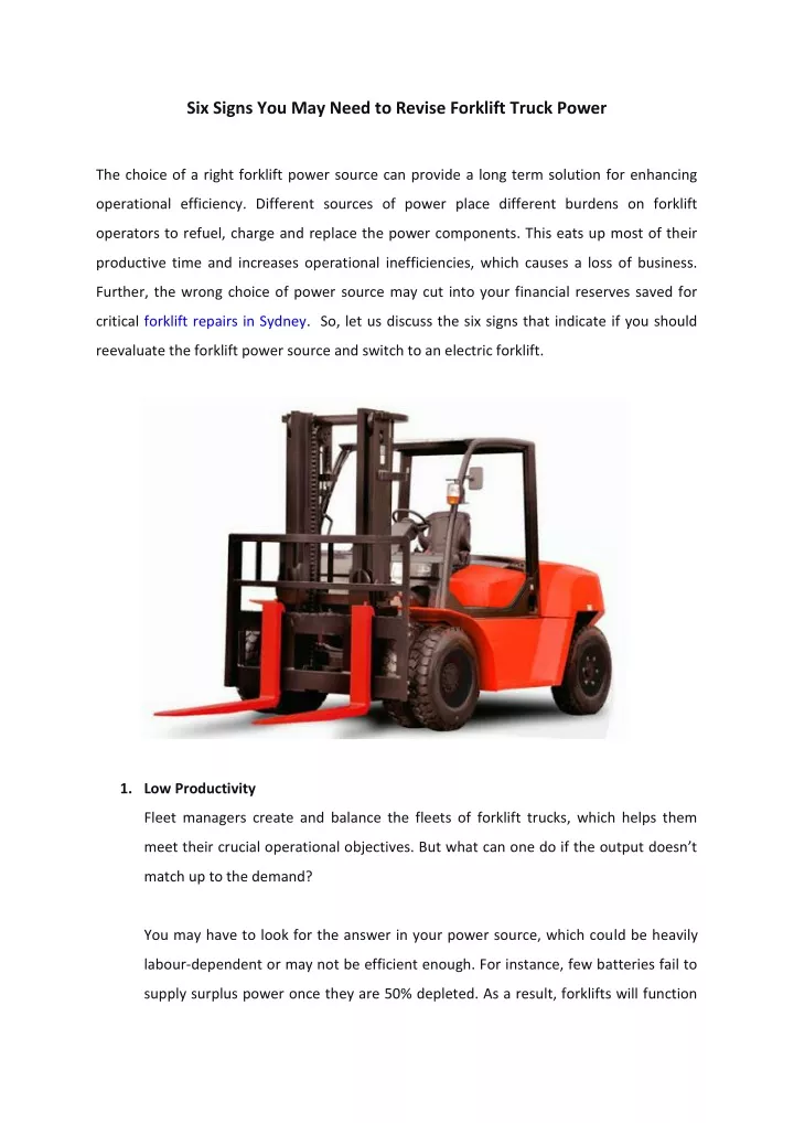 six signs you may need to revise forklift truck
