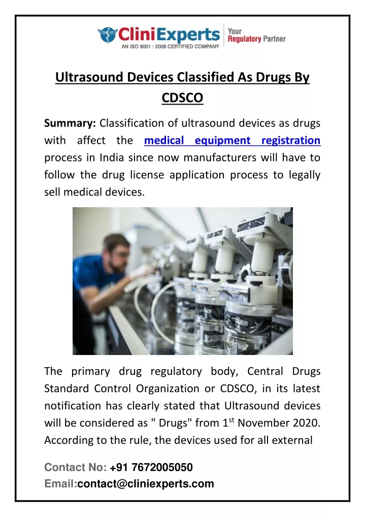 ultrasound devices classified as drugs by cdsco