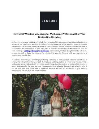 Hire Ideal Wedding Videographer Melbourne Professional For Your Destination Wedding