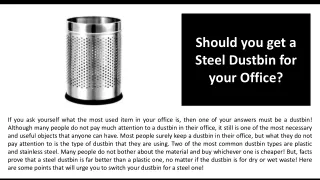 Should you get a Steel Dustbin for your Office