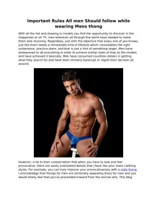 important rules all men should follow while