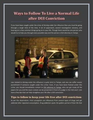 Ways to Follow To Live a Normal Life after DUI Conviction