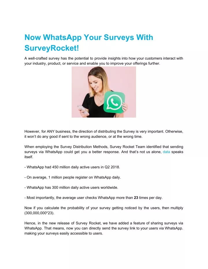 now whatsapp your surveys with surveyrocket