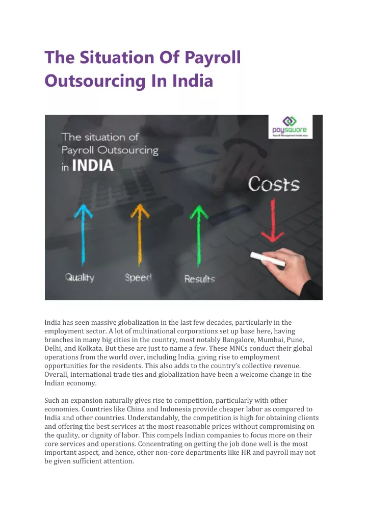 the situation of payroll outsourcing in india