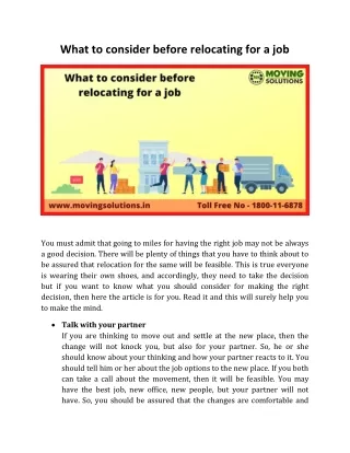 what to consider before relocating for a job