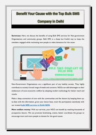 Benefit Your Cause with the Top Bulk SMS Company in Delhi