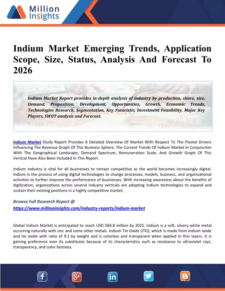 indium market emerging trends application scope