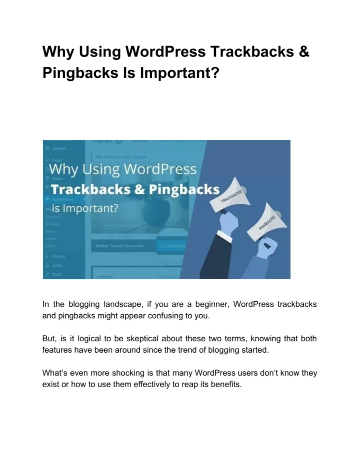 why using wordpress trackbacks pingbacks