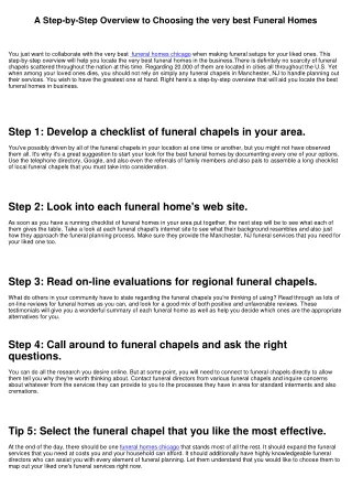 A Step-by-Step Overview to Selecting the very best Funeral Homes