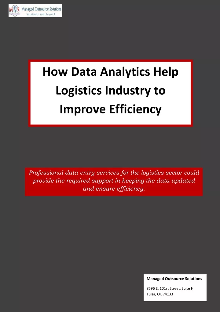how data analytics help logistics industry