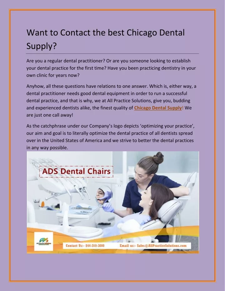 want to contact the best chicago dental supply