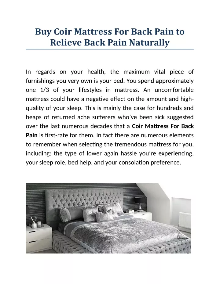 buy coir mattress for back pain to relieve back