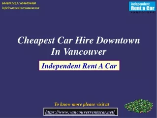 Cheapest Car Hire Downtown In Vancouver
