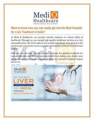 Want to know how you can easily get into the Best Hospital for Liver Treatment in India?