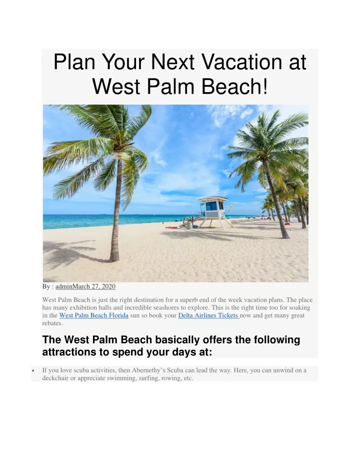 plan your next vacation at west palm beach