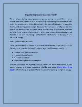 briquette machines environment friendly
