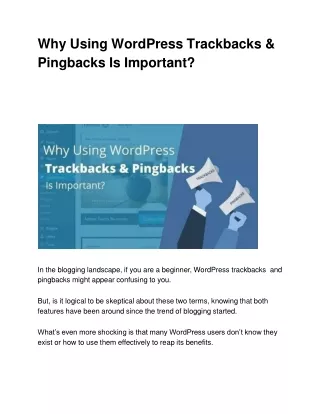 why using wordpress trackbacks pingbacks is important