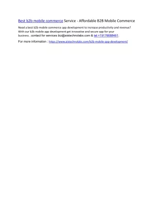 best b2b mobile commerce service affordable