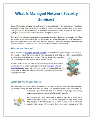 What Is Managed Network Security Services?