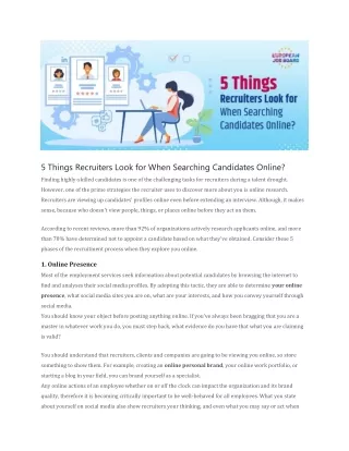 5 Things Recruiters Look for When Searching Candidates Online?
