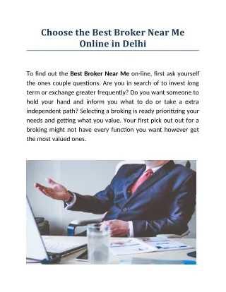 Choose the Best Broker Near Me Online in Delhi