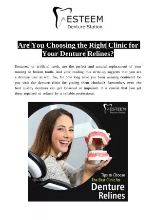 Are You Choosing The Right Clinic for Your Denture Relines?