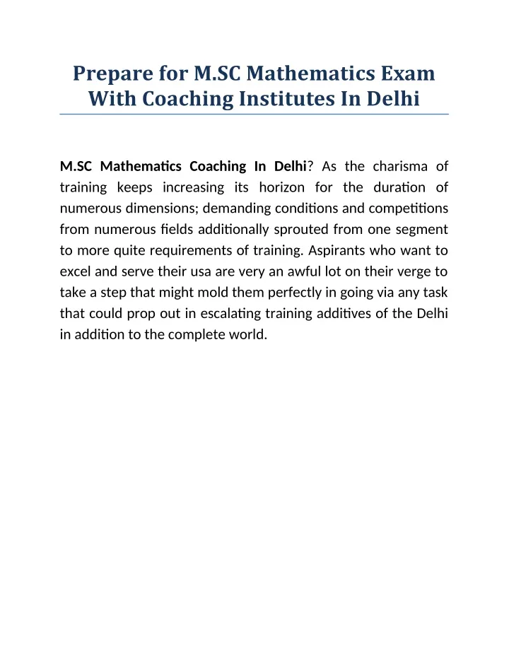prepare for m sc mathematics exam with coaching