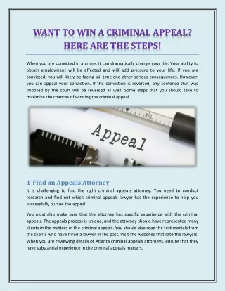 Want To Win A Criminal Appeal? Here Are The Steps!