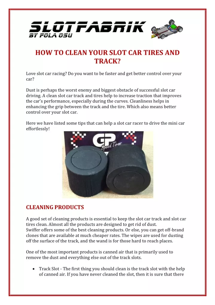 how to clean your slot car tires and track