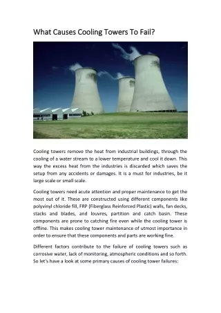 what causes cooling towers to fail what causes