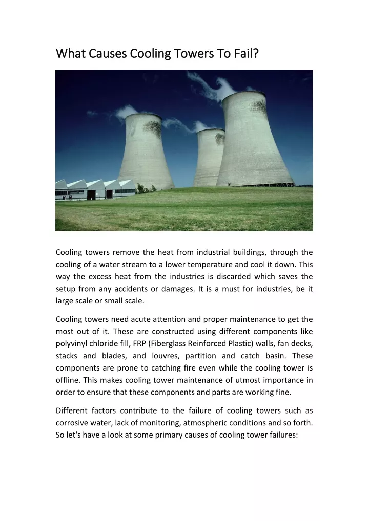 what causes cooling towers to fail what causes