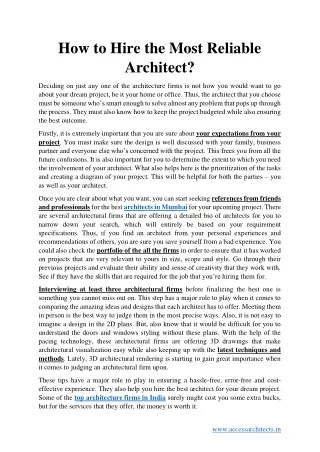 how to hire the most reliable architect