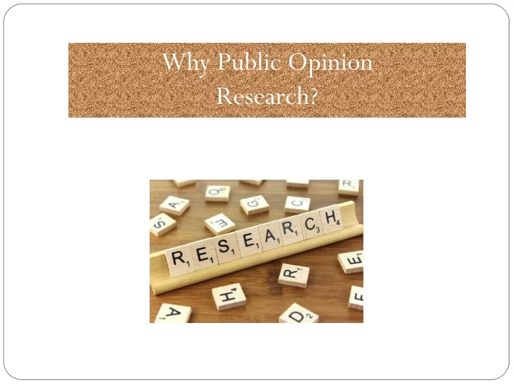 why public opinion research