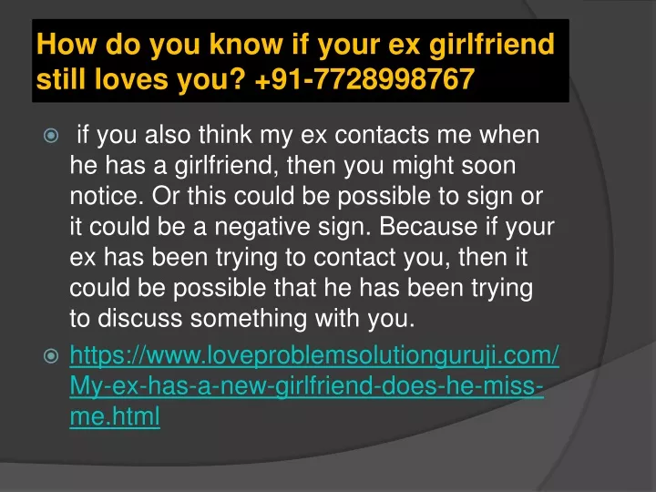 how do you know if your ex girlfriend still loves you 91 7728998767