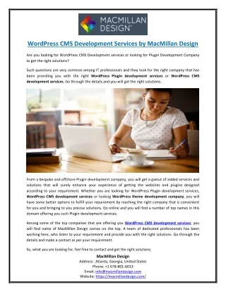 WordPress CMS Development Services by MacMillan Design