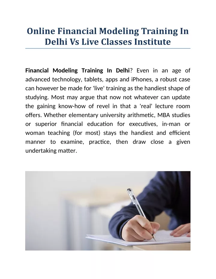 online financial modeling training in delhi