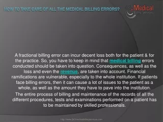 how to take care of all the medical billing errors