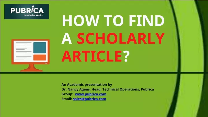 how to find a scholarly article