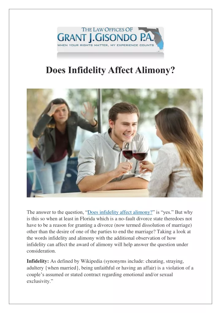 does infidelity affect alimony