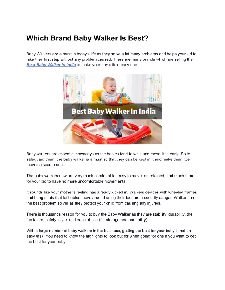 which brand baby walker is best
