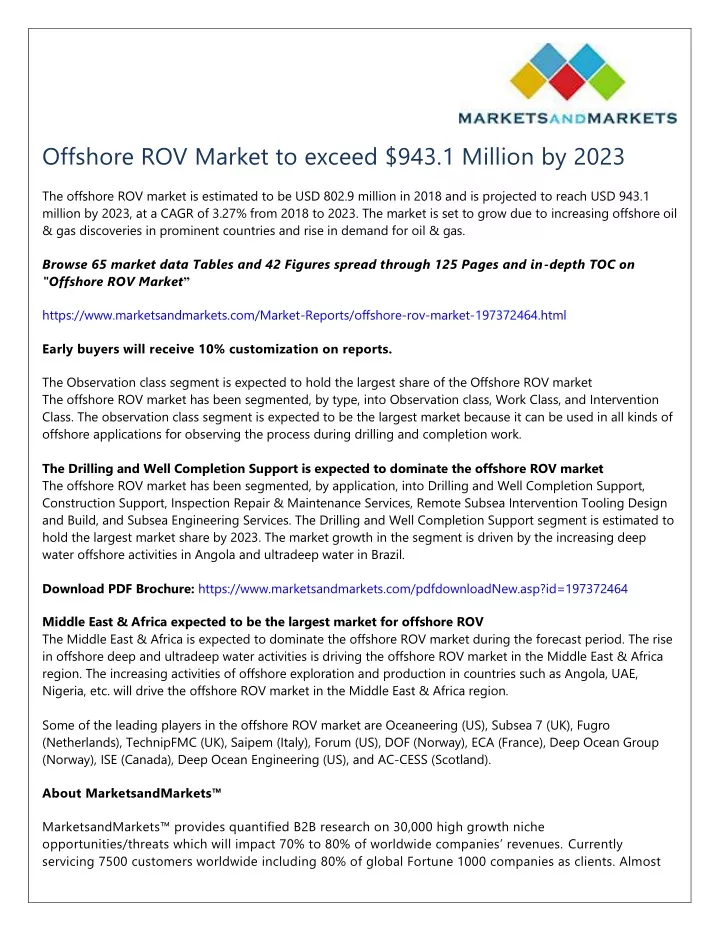offshore rov market to exceed 943 1 million
