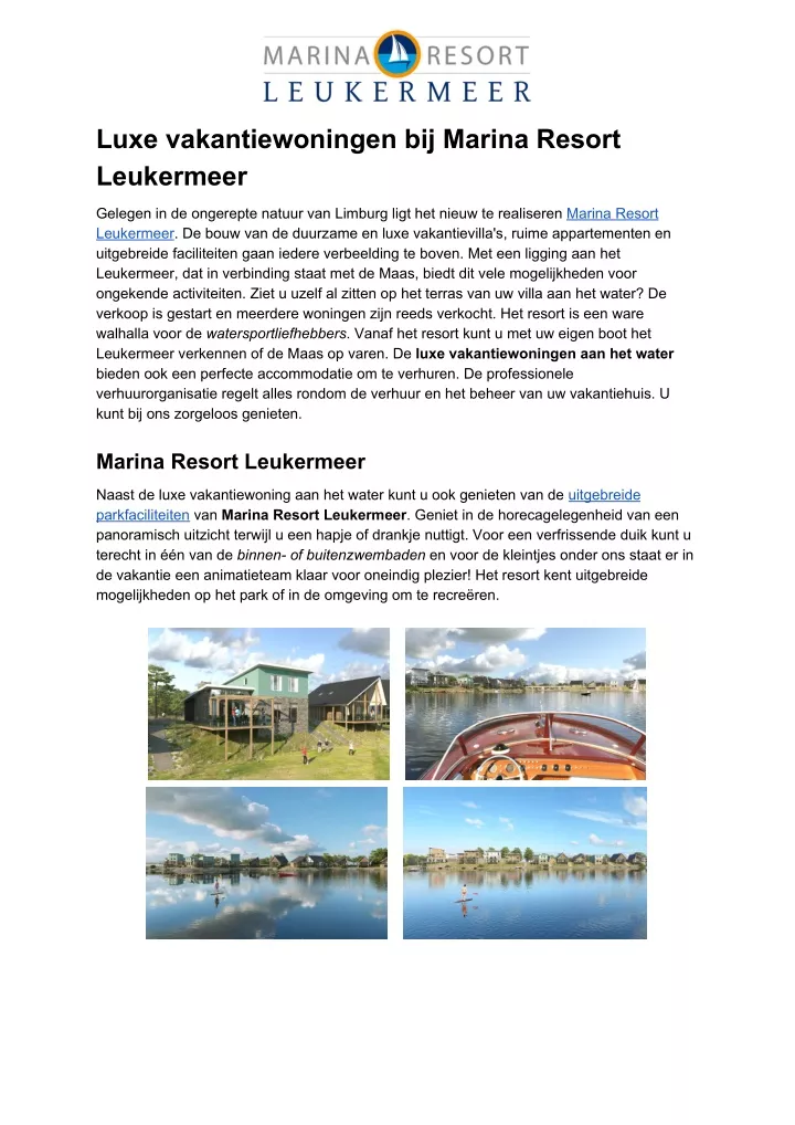 luxe vakantiewoningen bij marina resort leukermeer