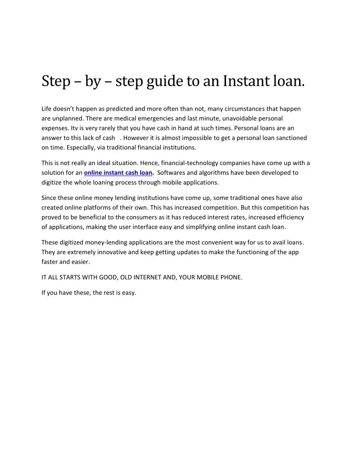 step by step guide to an instant loan