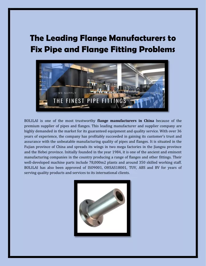 the leading flange manufacturers to fix pipe