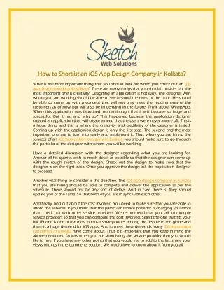 How to Shortlist an iOS App Design Company in Kolkata?
