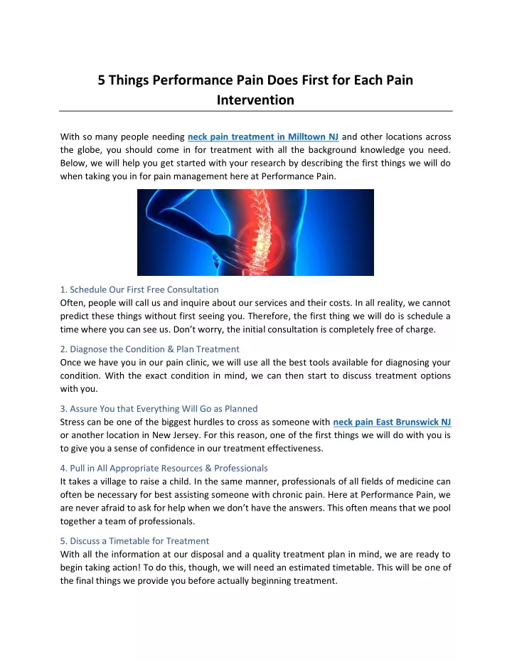 5 things performance pain does first for each