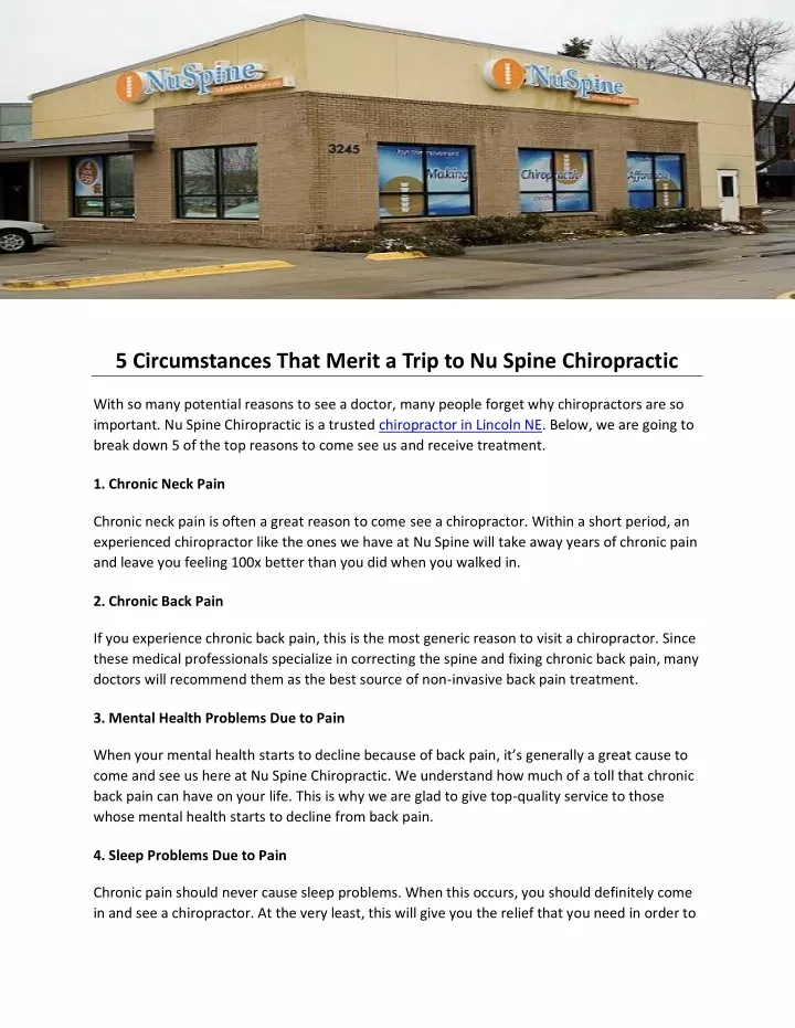 5 circumstances that merit a trip to nu spine