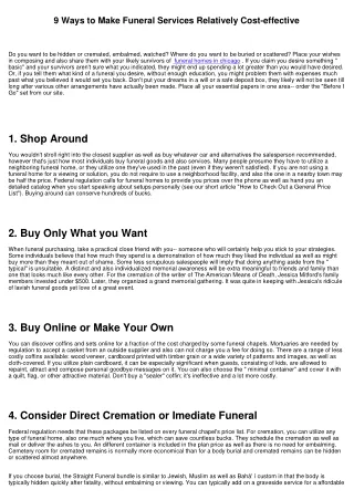 9 Ways to Make Funerals Relatively Economical