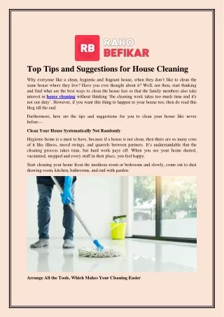 top tips and suggestions for house cleaning