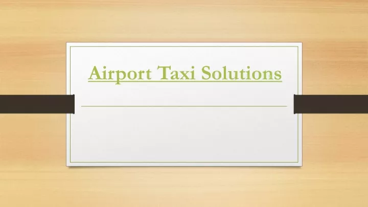airport taxi solutions